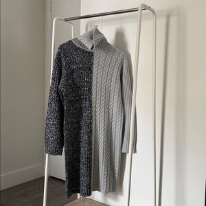Two-Tone Knit Sweater Dress